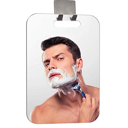 APHUIME Beschlagfreier Duschspiegel (11 x 7,48 Zoll) – Anti-Beschlag, rahmenloser Wandspiegel für Rasur und Make-up, groß, mit Rasiererhaken