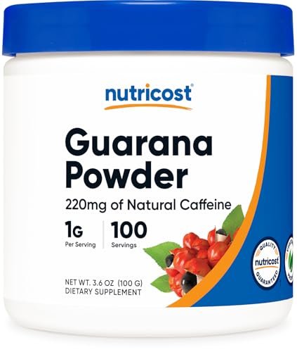 Nutricost Guarana Extrakt Pulver – 100 g pro Flasche – Natürlicher brasilianischer Koffein-Energizer