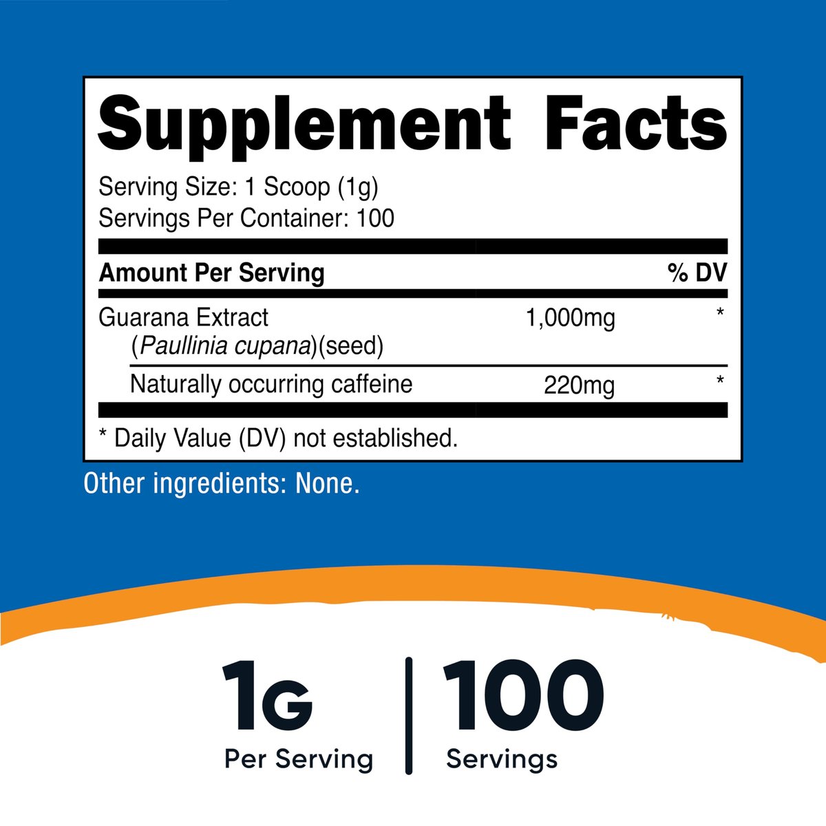Nutricost Guarana Extrakt Pulver – 100 g pro Flasche – Natürlicher brasilianischer Koffein-Energizer