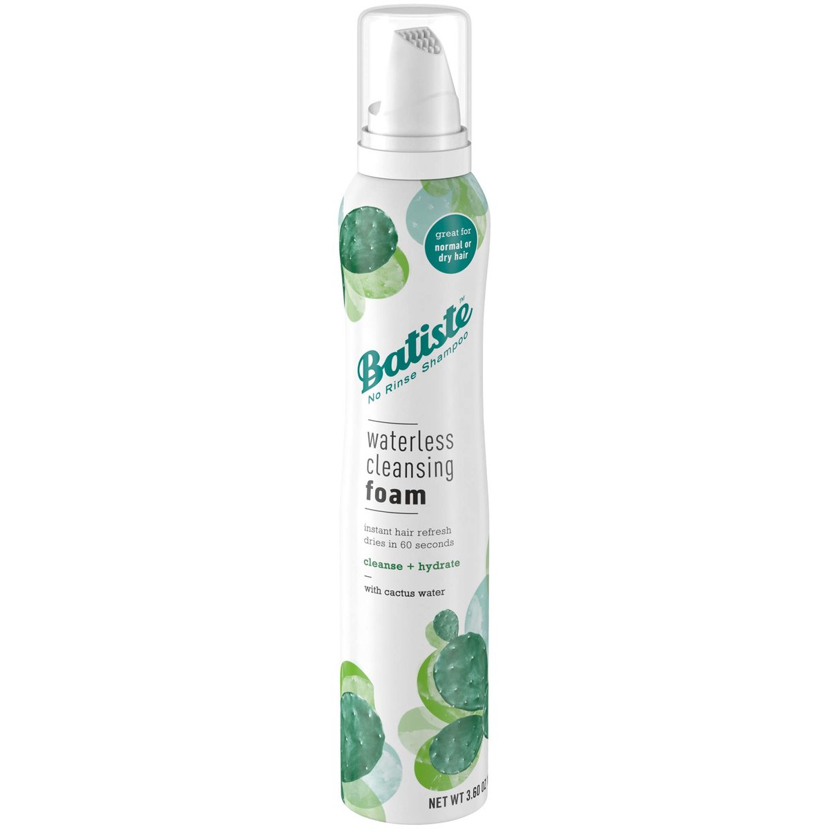 Batiste Waterless Cleansing Foam Cleanse and Hydrate mit Kaktuswasser, 3,60 OZ, Weiß