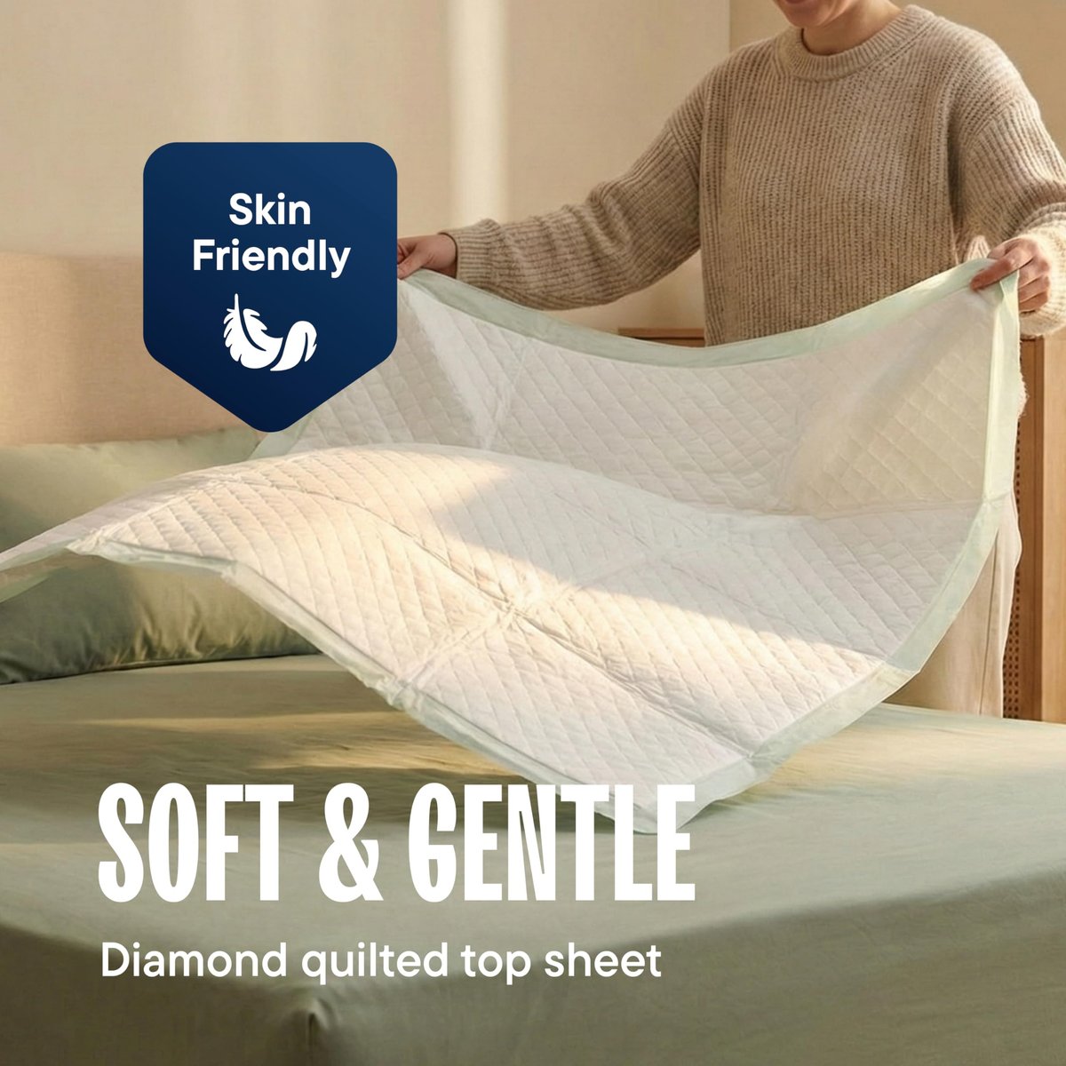 Chucks Pads Einweg-Unterlagen [50er-Pack] 23x36 Inkontinenz-Einlagen, saugfähige Schutzunterlagen für Bett, Baby, Kinder, Erwachsene & Senioren | Trainingsunterlagen für Haustiere, auslaufsicher