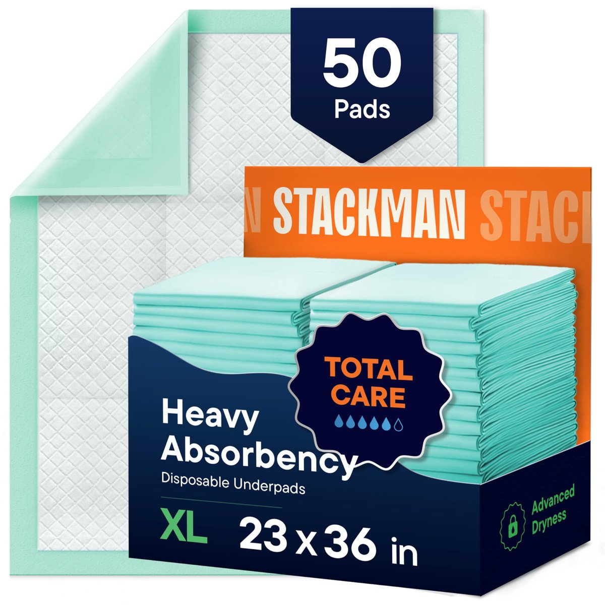 Chucks Pads Einweg-Unterlagen [50er-Pack] 23x36 Inkontinenz-Einlagen, saugfähige Schutzunterlagen für Bett, Baby, Kinder, Erwachsene & Senioren | Trainingsunterlagen für Haustiere, auslaufsicher