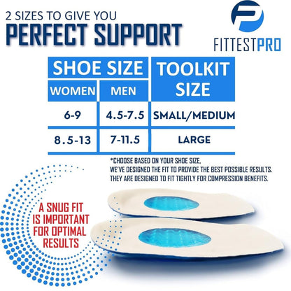 Fittest Pro Plantarfasziitis Fußschmerz Linderung 14-teiliges Set – Premium Plantarfasziitis Unterstützung, Gel Fersensporn & Therapie Wickel, Kompressionsstrümpfe, Fußhüllen, Fußgewölbestützen, Fersenkissen Einlagen & Griffe