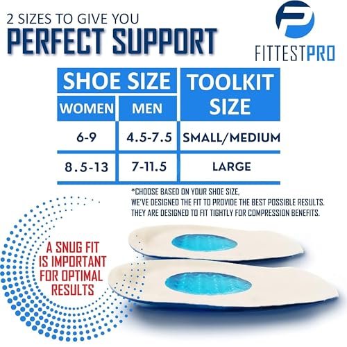 Fittest Pro Plantarfasziitis Fußschmerz Linderung 14-teiliges Set – Premium Plantarfasziitis Unterstützung, Gel Fersensporn & Therapie Wickel, Kompressionsstrümpfe, Fußhüllen, Fußgewölbestützen, Fersenkissen Einlagen & Griffe