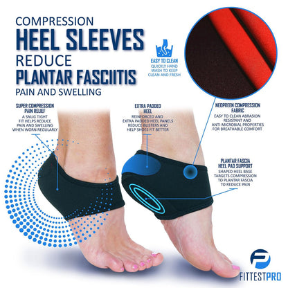 Fittest Pro Plantarfasziitis Fußschmerz Linderung 14-teiliges Set – Premium Plantarfasziitis Unterstützung, Gel Fersensporn & Therapie Wickel, Kompressionsstrümpfe, Fußhüllen, Fußgewölbestützen, Fersenkissen Einlagen & Griffe