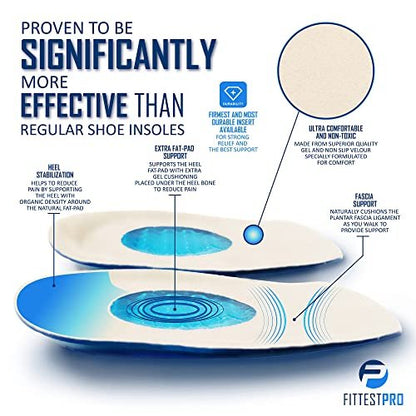 Fittest Pro Plantarfasziitis Fußschmerz Linderung 14-teiliges Set – Premium Plantarfasziitis Unterstützung, Gel Fersensporn & Therapie Wickel, Kompressionsstrümpfe, Fußhüllen, Fußgewölbestützen, Fersenkissen Einlagen & Griffe