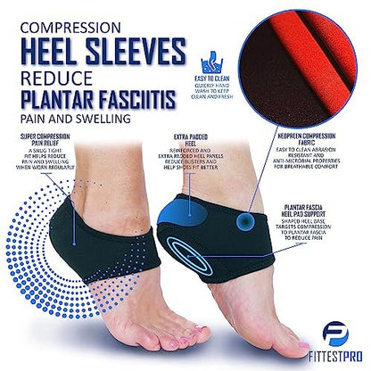 Fittest Pro Plantarfasziitis Fußschmerz Linderung 14-teiliges Set – Premium Plantarfasziitis Unterstützung, Gel Fersensporn & Therapie Wickel, Kompressionsstrümpfe, Fußhüllen, Fußgewölbestützen, Fersenkissen Einlagen & Griffe