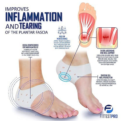 Fittest Pro Plantarfasziitis Fußschmerz Linderung 14-teiliges Set – Premium Plantarfasziitis Unterstützung, Gel Fersensporn & Therapie Wickel, Kompressionsstrümpfe, Fußhüllen, Fußgewölbestützen, Fersenkissen Einlagen & Griffe