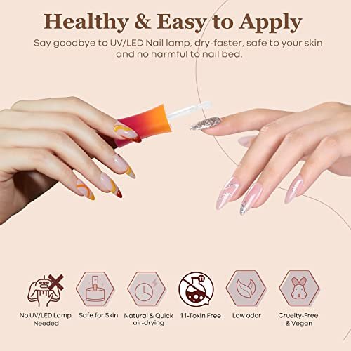 Modelones Dip Powder Liquid Set 4+4 Teile – Komplettes Tauchpulver-System mit Base Coat, Top Coat, Aktivator, Pinselreiniger und Maniküre-Werkzeugen für DIY-Nagelkunst im Salon-Stil – 15 ml/0,5 oz