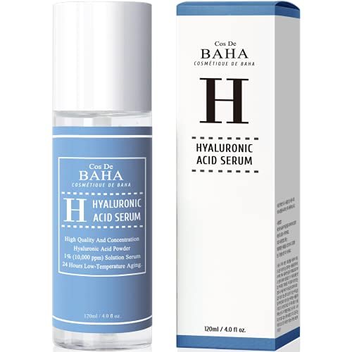 Cos De BAHA Hyaluronsäure Serum 120 ml – Reines Natriumhyaluronat 10.000 ppm Feuchtigkeitsserum für trockene & dehydrierte Haut – Leichte, duftstofffreie koreanische Hautpflege