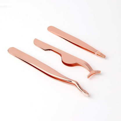 Arroyner 3-teiliges Wimpernwerkzeug-Set: Fake Lash Applikator, Pinzette und Schere in Roségold
