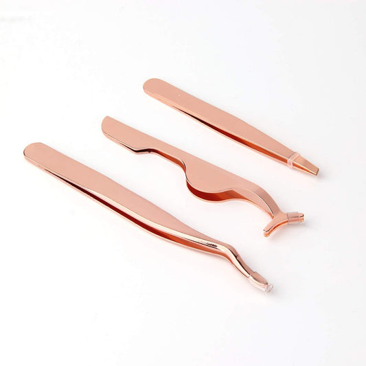 Arroyner 3-teiliges Wimpernwerkzeug-Set: Fake Lash Applikator, Pinzette und Schere in Roségold