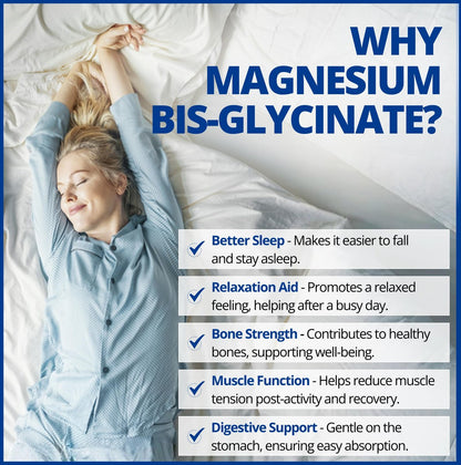 CanPrev Magnesium BisGlycinate 200 mg – 60 vegane Kapseln, sanft zu Magen, für Knochen & Muskeln, 60-Tage-Vorrat