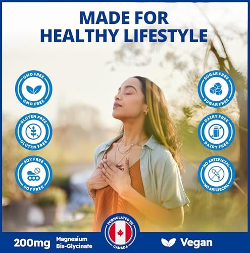 CanPrev Magnesium BisGlycinate 200 mg – 60 vegane Kapseln, sanft zu Magen, für Knochen & Muskeln, 60-Tage-Vorrat