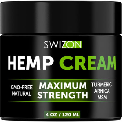 SWIZON Creme mit Bio-Arnika Montana, Emu-Öl, Curcumin, Kurkuma, MSM, Aloe Vera, Glucosamin, Pfefferminze & Boswellia – Beruhigend und wohltuend – 118 ml