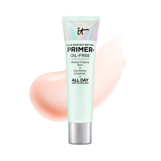 IT Cosmetics Your Skin But Better Makeup Primer+ – Verlängert die Haltbarkeit des Make-ups, spendet Feuchtigkeit, verfeinert das Erscheinungsbild der Poren – mit Glycerin, Rindenextrakt & Ingwerwurzelextrakt – ölfreie Formel – 30 ml