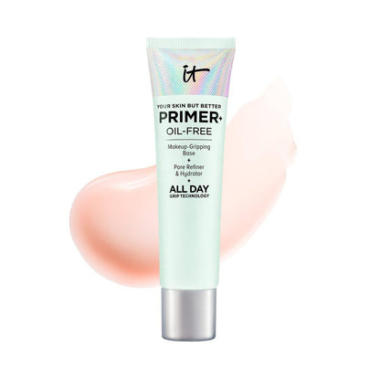 IT Cosmetics Your Skin But Better Makeup Primer+ – Verlängert die Haltbarkeit des Make-ups, spendet Feuchtigkeit, verfeinert das Erscheinungsbild der Poren – mit Glycerin, Rindenextrakt & Ingwerwurzelextrakt – ölfreie Formel – 30 ml