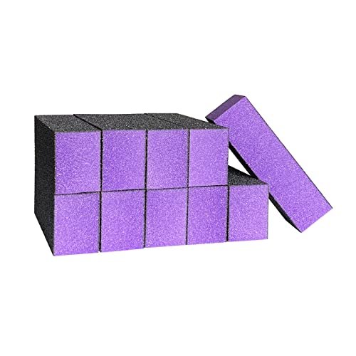 HeeYaa 10er-Pack Nagelpuffer Schleifblock Polierfeile 100/180 Körnung 3-seitig Nagelfeilen Set Maniküre Pediküre (Schwarz Lila)