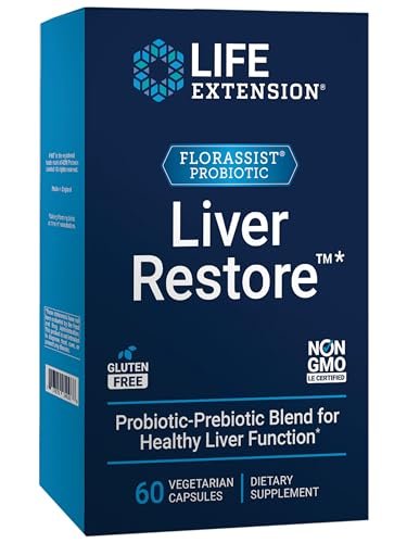 Life Extension FLORASSIST® Liver Restore™ – Lebergesundheit Probiotika, Präbiotika, Leberunterstützung, gesunde Leberenzyme, glutenfrei, nicht-GVO, vegetarisch, 60 Kapseln