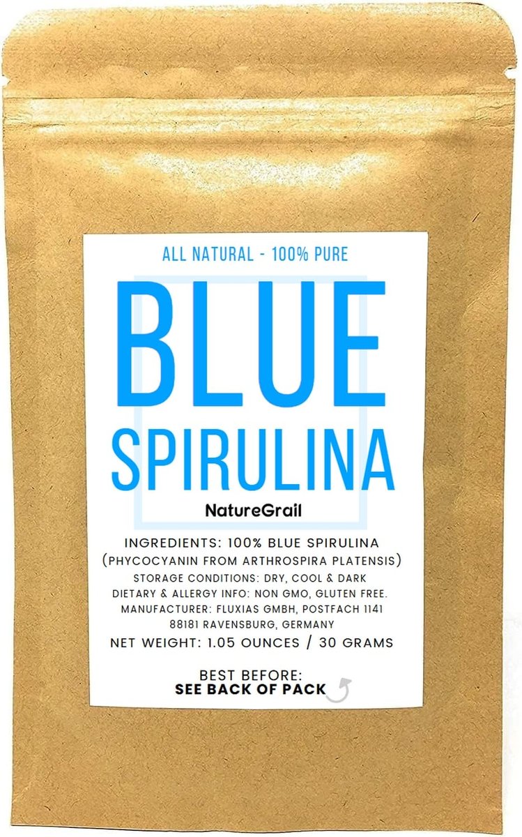 Blaues Spirulina Pulver - 100% reines Phycocyanin - Tiefblaue Lebensmittelfarbe - Arthrospira Platensis - Nettoinhalt: 30g