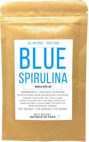 Blaues Spirulina Pulver - 100% reines Phycocyanin - Tiefblaue Lebensmittelfarbe - Arthrospira Platensis - Nettoinhalt: 30g