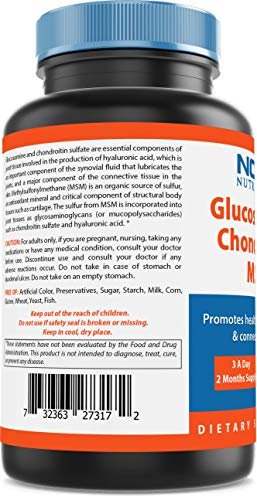 Nova Nutritions Dreifach starkes Glucosamin Chondroitin MSM 2600mg/Portion Kapseln – Unterstützt gesunde Gelenke, Knorpel und Bindegewebe – Fördert Gelenkkomfort und Flexibilität, 180 Kapseln