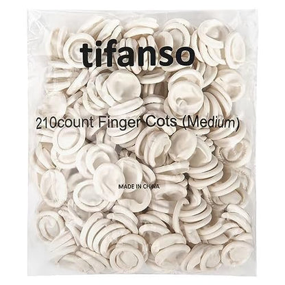 tifanso Finger Cots Einweg, Medium Fingerkuppenschutz, Fingerschutz für Daumen und Finger (ca. 210 Stück)