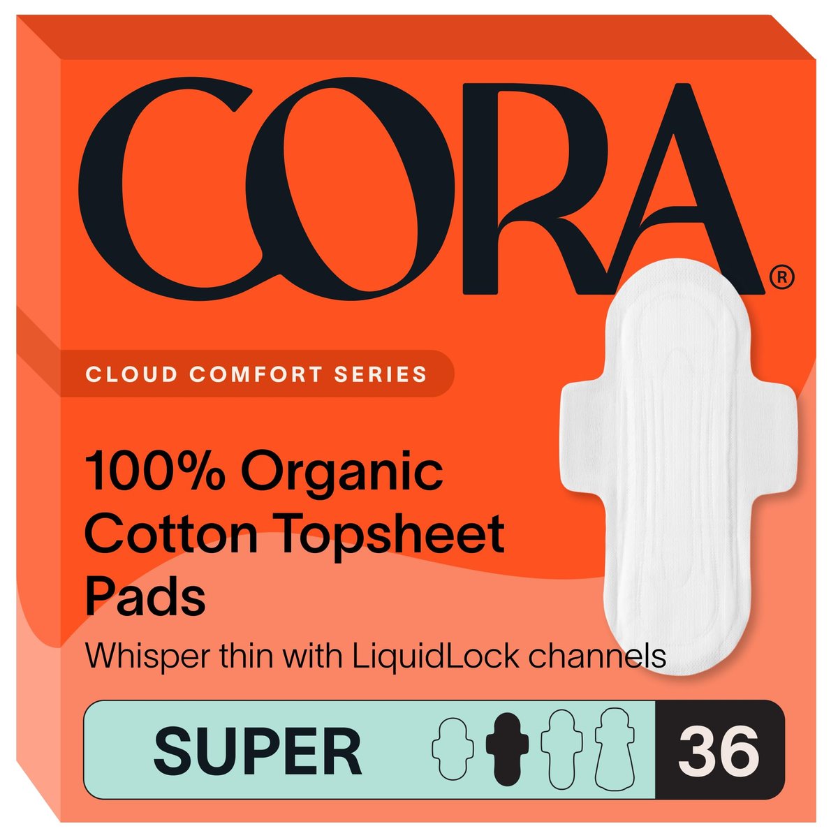 Cora 100% Bio-Baumwoll-Binden (36 Super Binden)