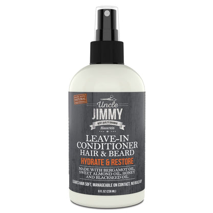 Uncle Jimmy Leave-In Conditioner für gesundes Bartwachstum, weicheres Haar, hydratisierte Haut und Beseitigung von Schuppen – 237 ml