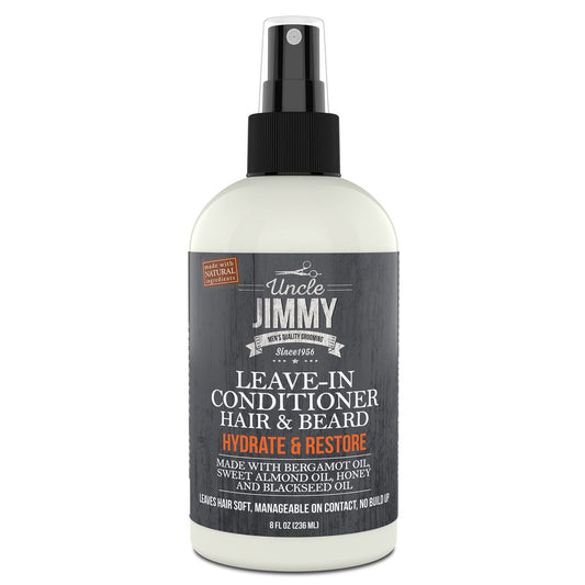 Uncle Jimmy Leave-In Conditioner für gesundes Bartwachstum, weicheres Haar, hydratisierte Haut und Beseitigung von Schuppen – 237 ml