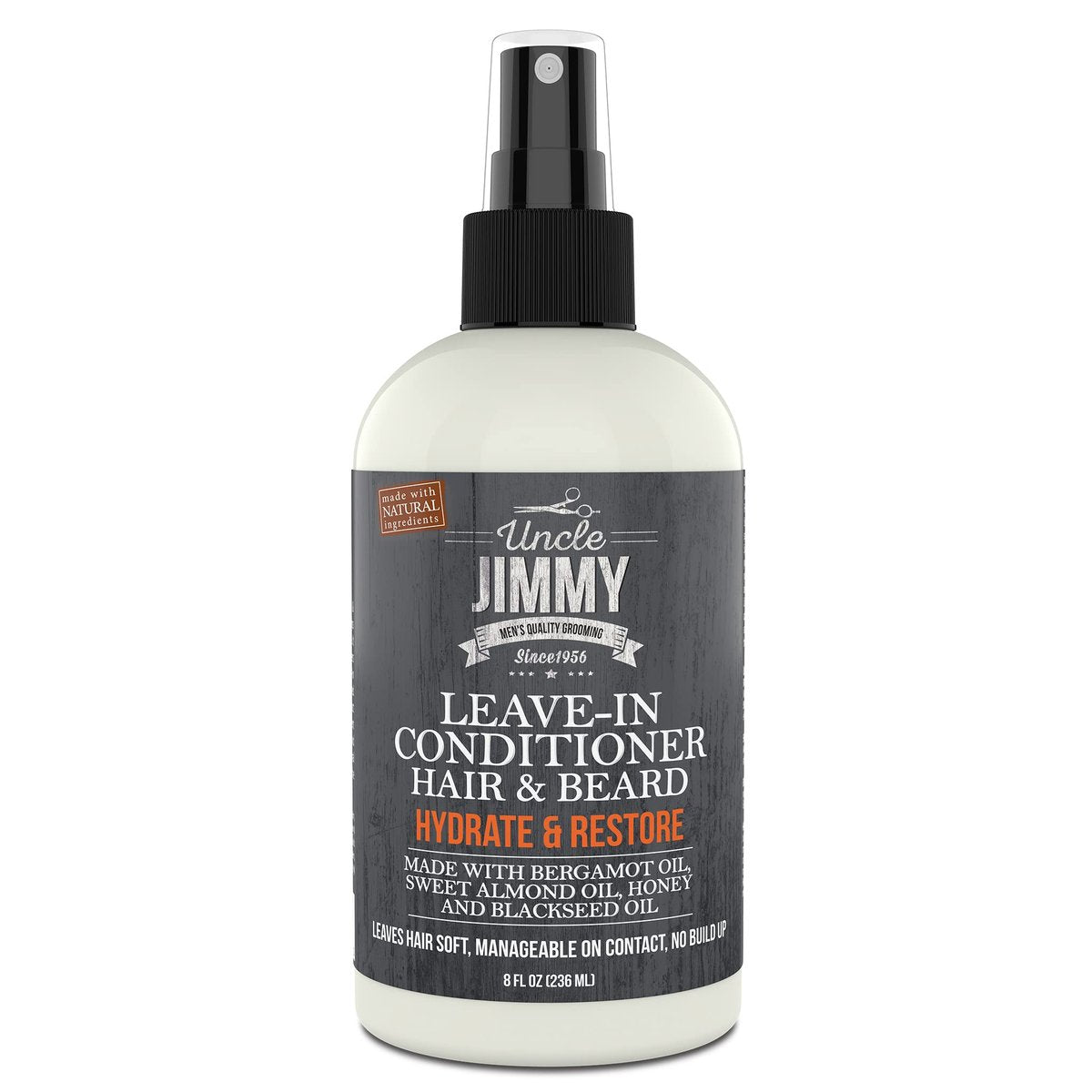 Uncle Jimmy Leave-In Conditioner für gesundes Bartwachstum, weicheres Haar, hydratisierte Haut und Beseitigung von Schuppen – 237 ml