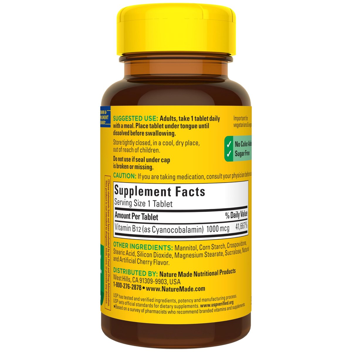 Nature Made Vitamin B12 1000 mcg Lutschtabletten – 150 zuckerfreie, schnell lösliche Tabletten zur Unterstützung des Energiestoffwechsels