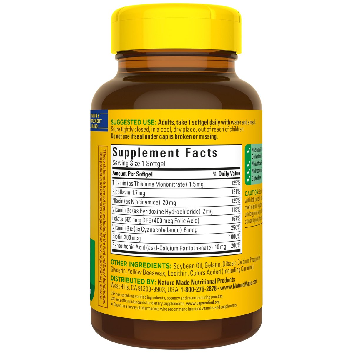 Nature Made Super B Complex Vitamine für Männer und Frauen – 160 Weichkapseln, 160-Tage-Vorrat, Unterstützung des Energiestoffwechsels