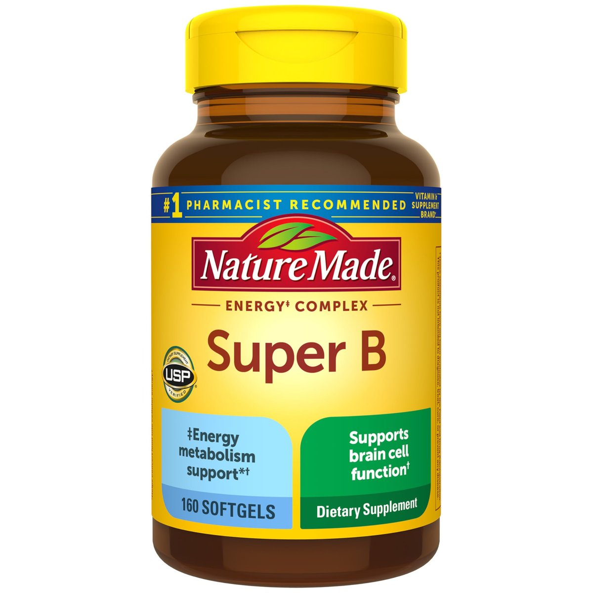 Nature Made Super B Complex Vitamine für Männer und Frauen – 160 Weichkapseln, 160-Tage-Vorrat, Unterstützung des Energiestoffwechsels