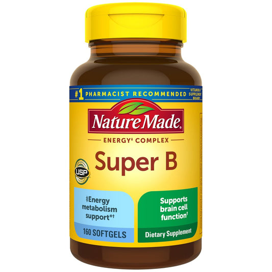 Nature Made Super B Complex Vitamine für Männer und Frauen – 160 Weichkapseln, 160-Tage-Vorrat, Unterstützung des Energiestoffwechsels