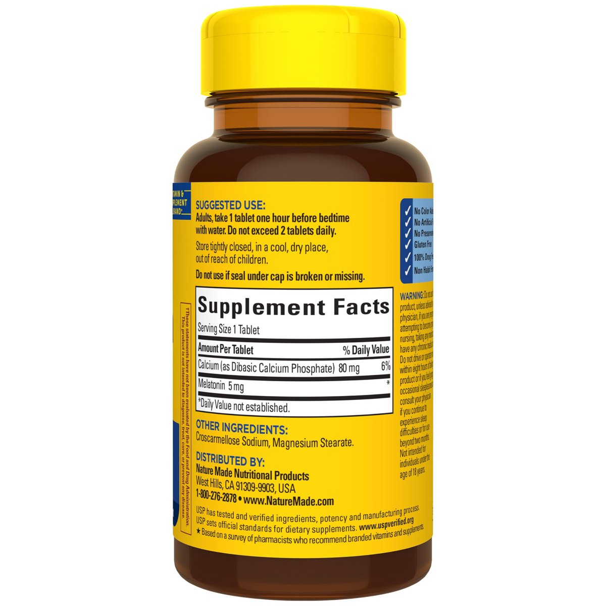 Nature Made Melatonin 5 mg Extra Strength Tabletten – 300 Stück, 300 Tage Vorrat, Schlafhilfe für Erwachsene, 100 % medikamentenfrei