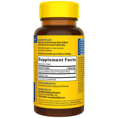 Nature Made Melatonin 5 mg Extra Strength Tabletten – 300 Stück, 300 Tage Vorrat, Schlafhilfe für Erwachsene, 100 % medikamentenfrei