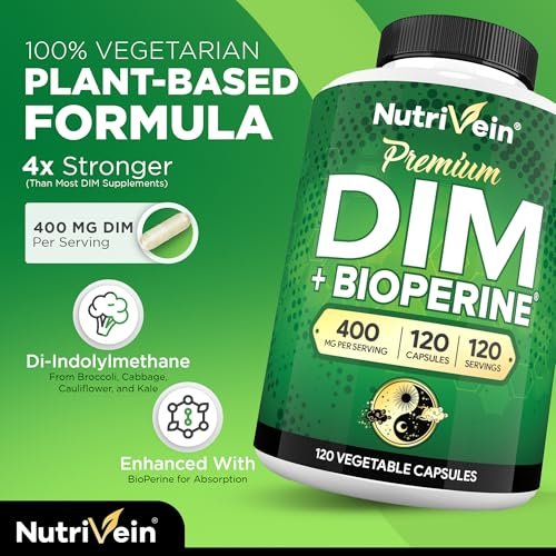 Nutrivein Premium DIM 400 mg – 120 Kapseln für hormonelles Gleichgewicht bei Frauen und Männern