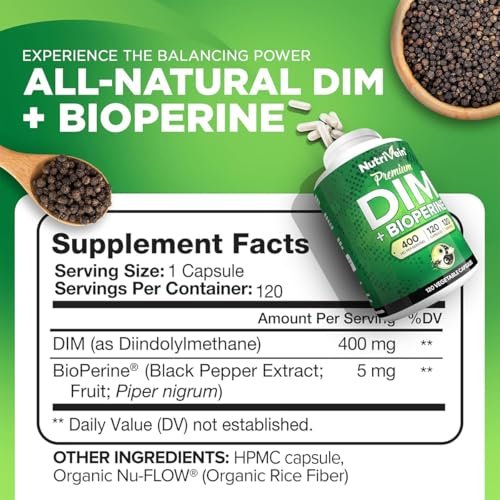 Nutrivein Premium DIM 400 mg – 120 Kapseln für hormonelles Gleichgewicht bei Frauen und Männern