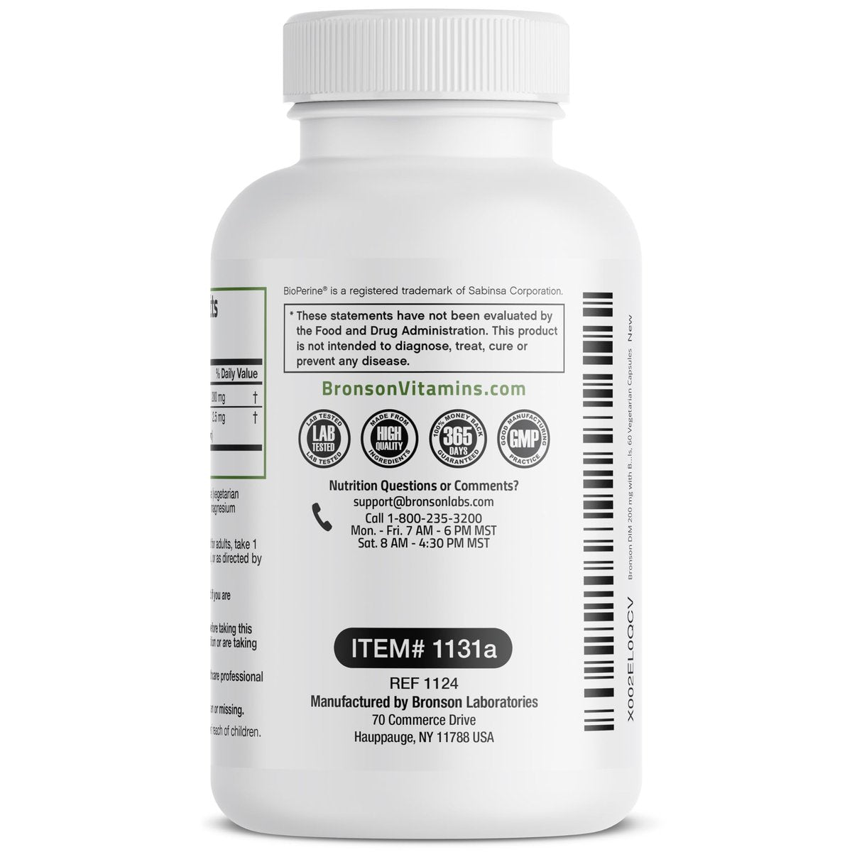 Bronson DIM 200 mg mit BioPerin – Diindolylmethan zur Unterstützung des Östrogenstoffwechsels & Hormonbalance, 60 vegane Kapseln