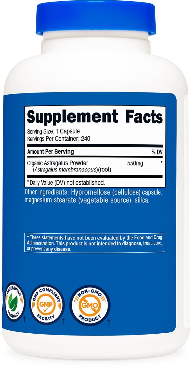 Nutricost Astragalus Kapseln 550mg, 240 vegetarische Kapseln - Non-GMO und glutenfrei