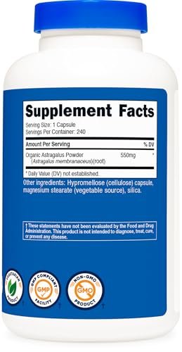 Nutricost Astragalus Kapseln 550mg, 240 vegetarische Kapseln - Non-GMO und glutenfrei