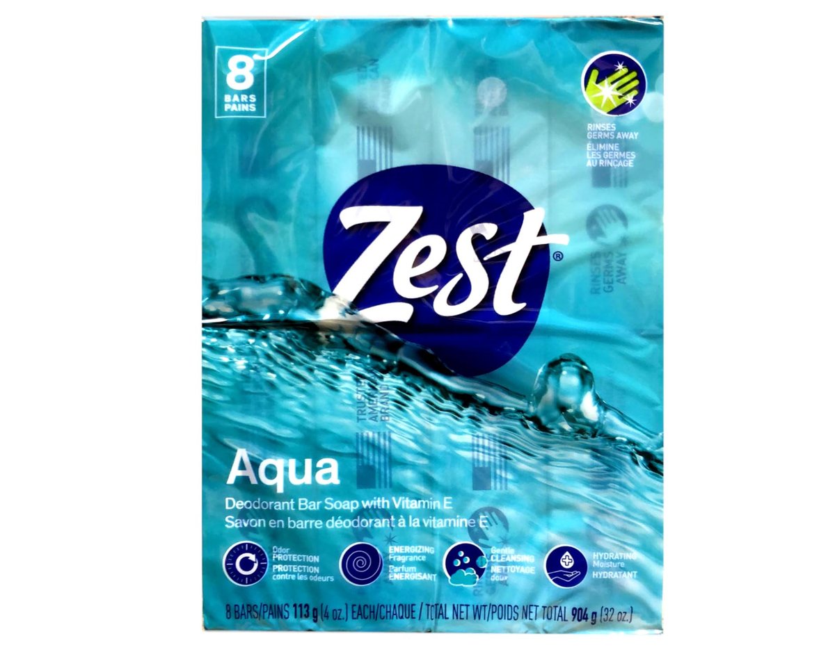 Zest Aqua Pure Reinigungsseife 20% mehr Feuchtigkeit 8 Stück (2er-Pack)