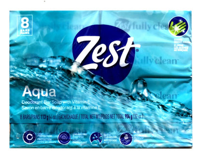 Zest Aqua Pure Reinigungsseife 20% mehr Feuchtigkeit 8 Stück (2er-Pack)