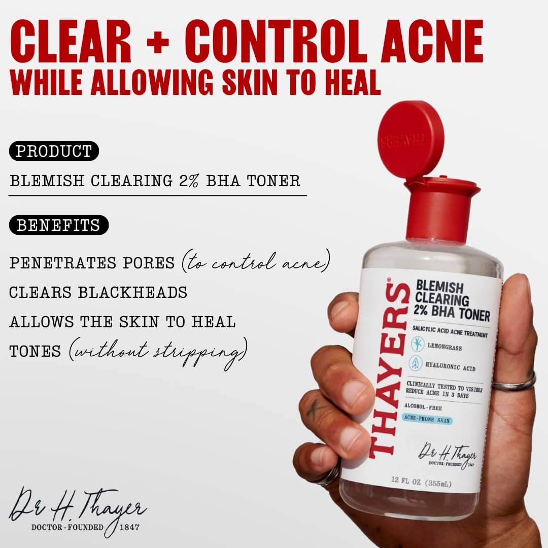 Thayers Blemish Clearing Salicylic Acid Toner – Aknebehandlung Gesichtswasser mit 2% Salicylsäure, beruhigend und nicht austrocknend, 355 ml