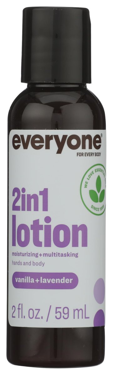 Everyone 2-in-1 Lotion für Hände & Körper Reisegröße: Vanille & Lavendel, 60 ml mit ätherischen Ölen für Damen und Herren