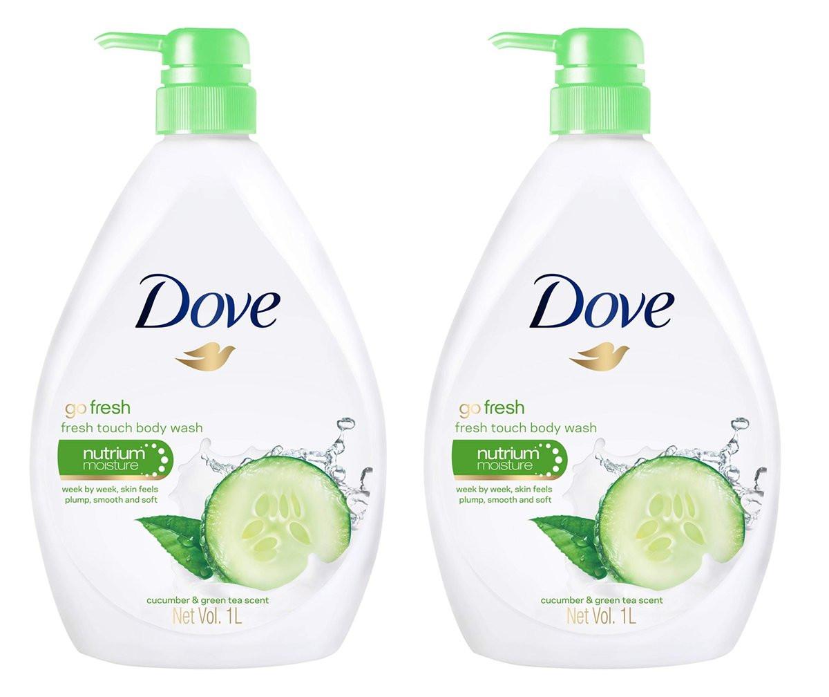 Dove Go Fresh Erfrischendes Duschgel Gurke und Grüner Tee – 33,8 Fl Oz (1 Liter) x 2er-Pack