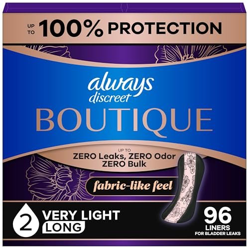 Always Discreet Boutique Inkontinenz Slipeinlagen bei Blasenschwäche, Größe 2, sehr leichte Saugfähigkeit, lange Länge, 96 Stück (3 Packungen à 32)
