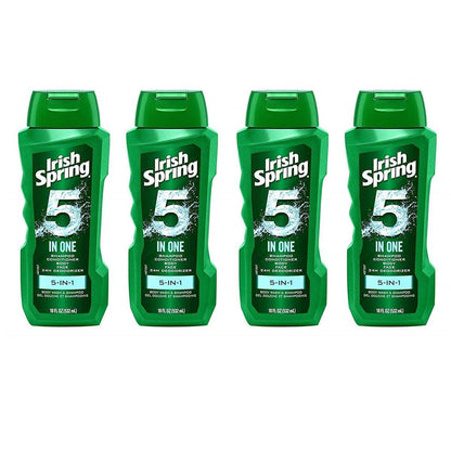 Irish Spring 5-in-1 Shampoo, Conditioner, Duschgel, Gesichtsreiniger und Deodorant, 18 oz (4er-Pack)