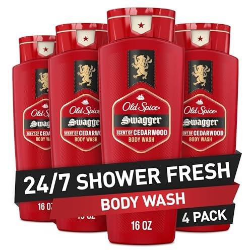 Old Spice Herrenduschgel 3X Defense, 24/7 Duschfrische mit langanhaltendem Duft, Red Collection, Swagger mit Zedernholzduft, 16 oz (4er-Pack)